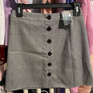 NWT Forever 21 Houndstooth Button Down Skirt